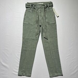 Hudson Utility Straight Ankle‎ Jeans Womens 26 With Belt Rifle Green NWT